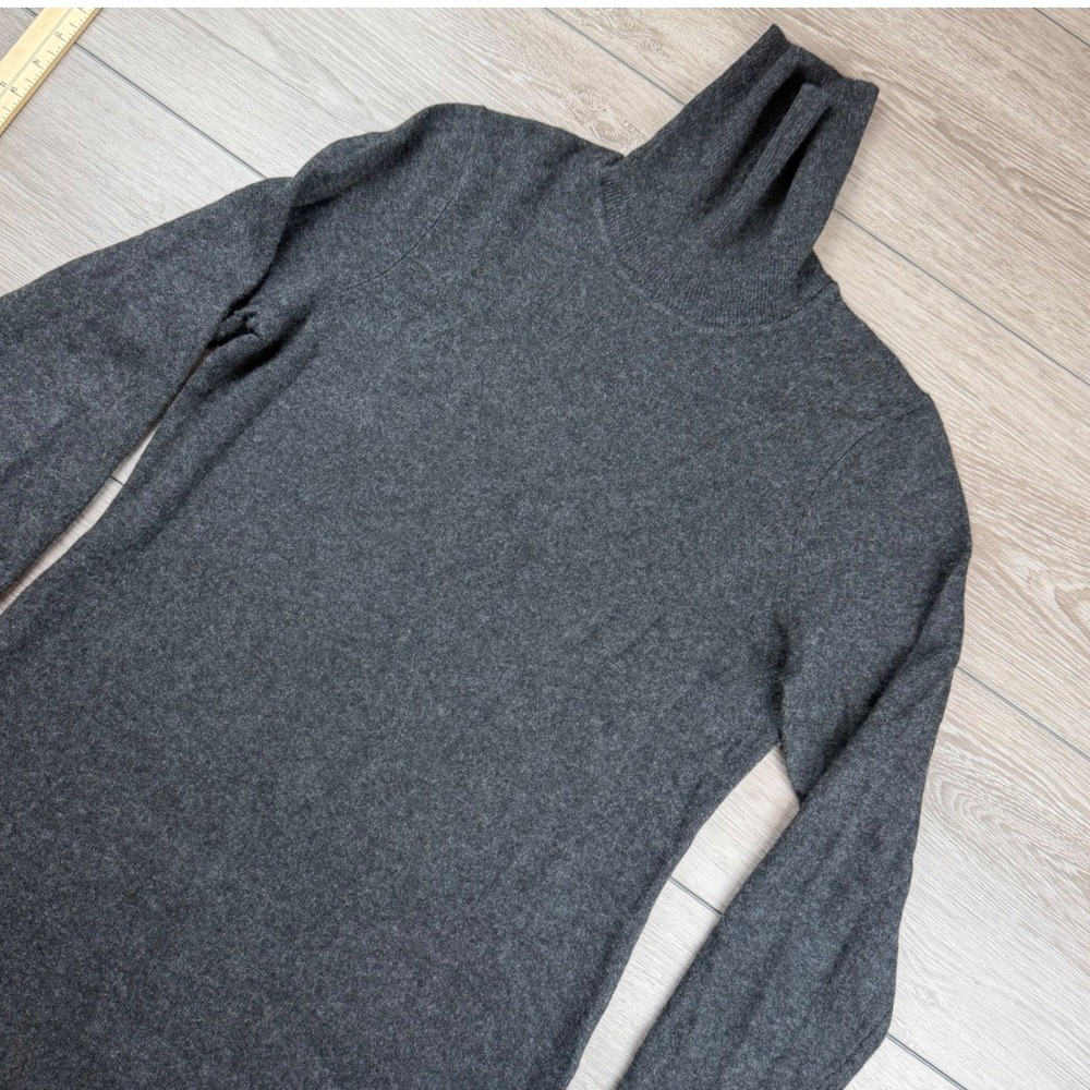Magaschoni Womens Cashmere Turtleneck Sweater Dress Gray L